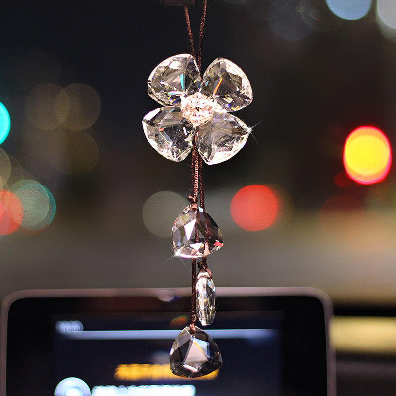 Crystal Four Leaf Car Pendant