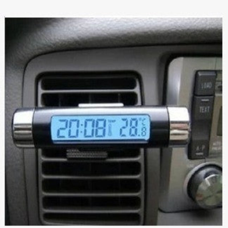 Car Clip-on LCD Clock Thermometer